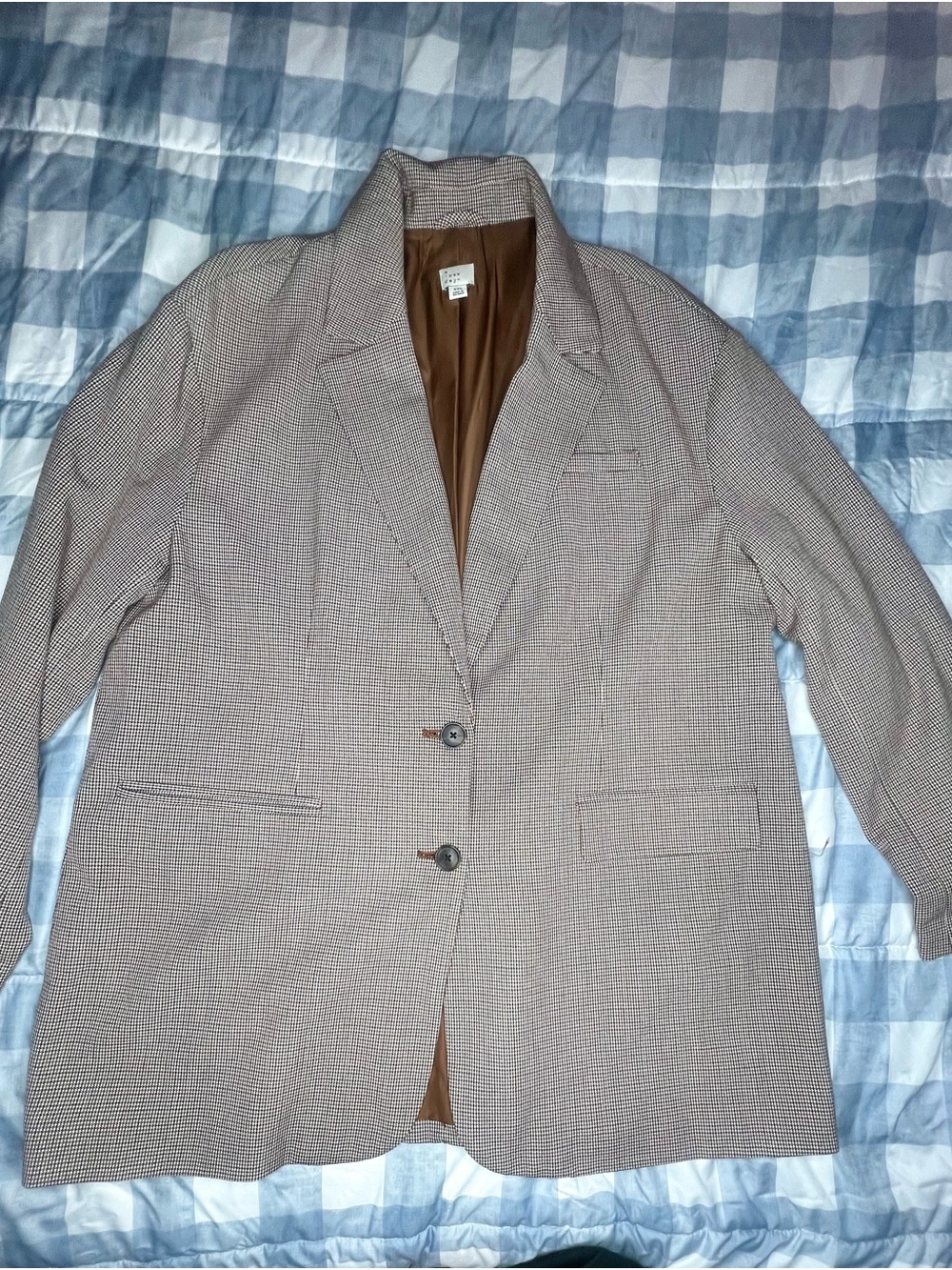 a new day Women’s Brown Houndstooth Blazer - Two-Button Sport Coat